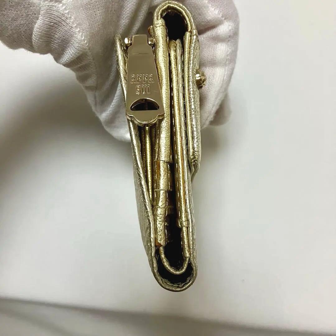 ANNA SUI 新品 未使用 アナスイ 三つ折り財布 ゴールド Ｌ字ファスナー