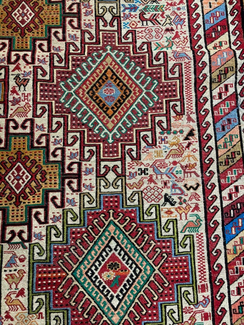 【在庫一掃セール】アルデビル キリム シルク 139cm×106cm