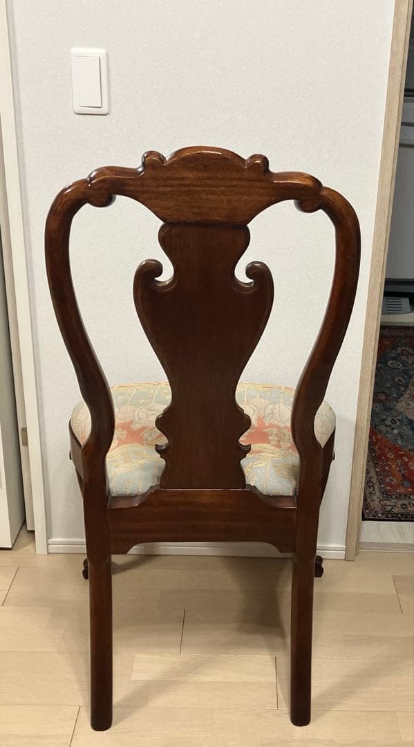 【送料無料地域限定］西洋カンセル社クイーンア様式ダイニング猫脚チェア２脚セット