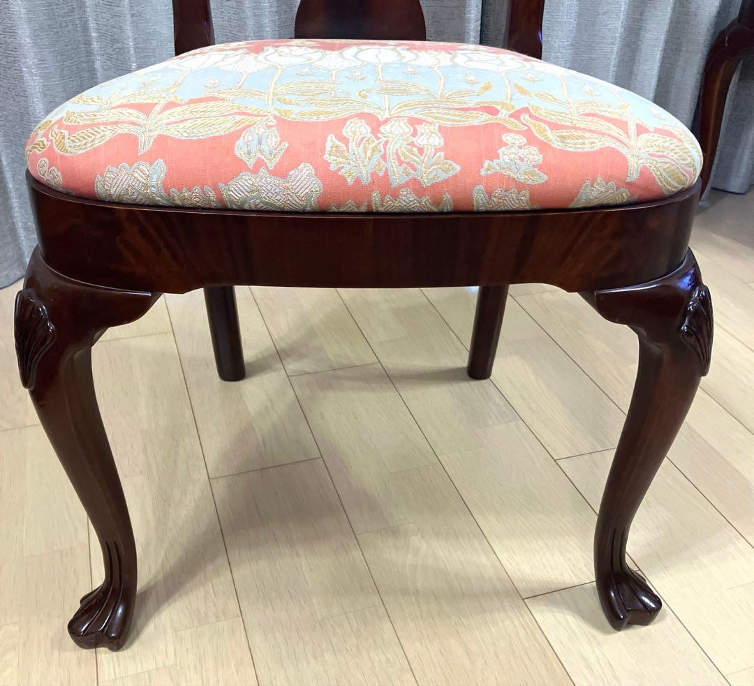 【送料無料地域限定］西洋カンセル社クイーンア様式ダイニング猫脚チェア２脚セット