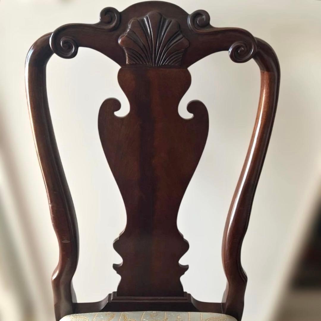 【送料無料地域限定］西洋カンセル社クイーンア様式ダイニング猫脚チェア２脚セット