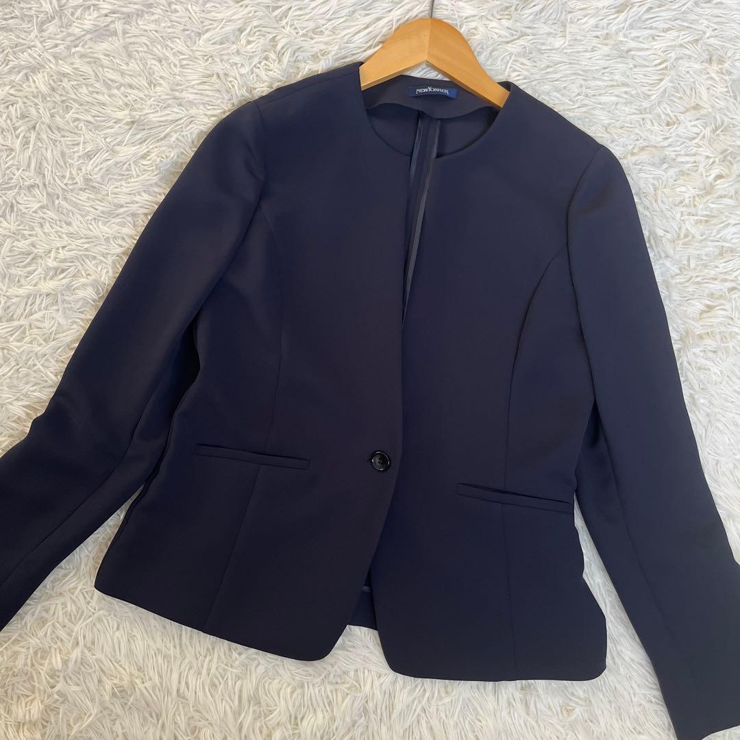 ●NEW YORKER スーツ　セットアップ ノーカラー　パンツ　洗える　上下