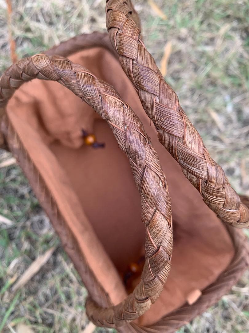 山葡萄 山葡萄籠バッグ 網代編み 手作り 籠 手提げ 内布付き