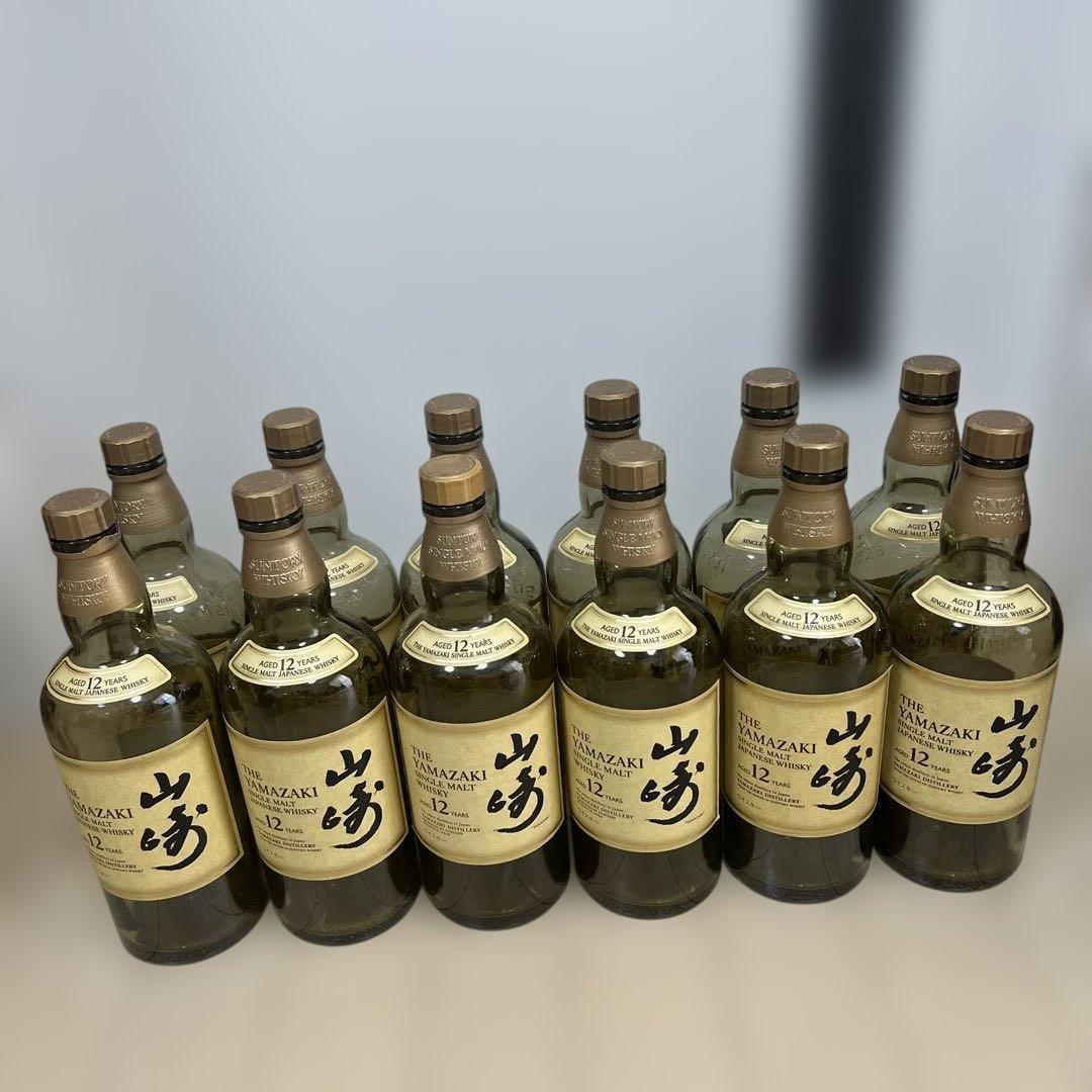 山崎12年シングルモルトウイスキー700ml空き瓶12本箱無し