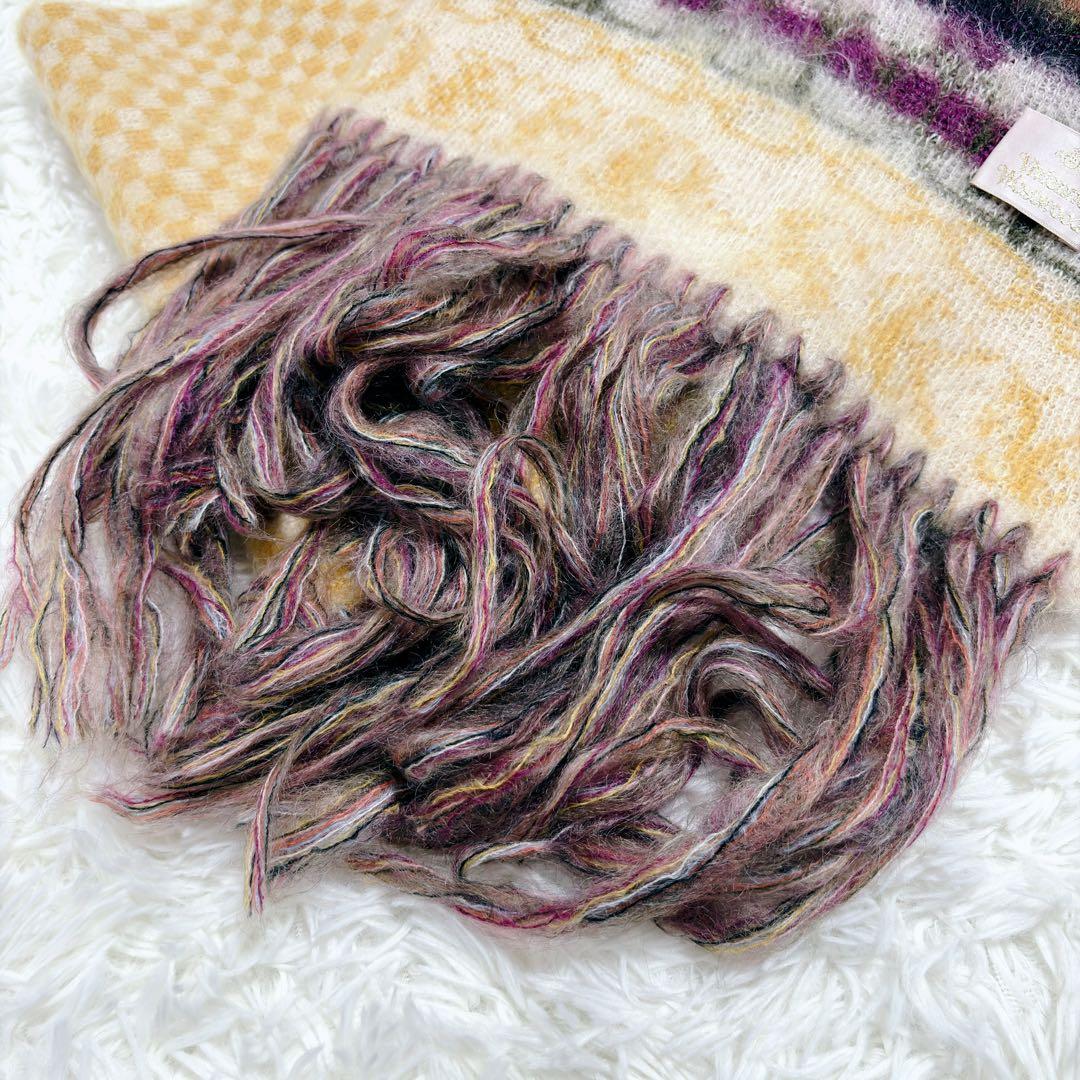 ヴィヴィアンウェストウッド モヘヤ マフラー ゴールドレーベル マルチカラー