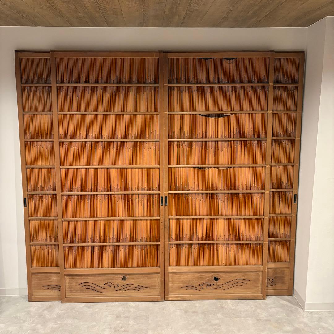 古い建具 1枚 簾戸 すど 葦戸よしど 夏障子 御簾戸 3/4