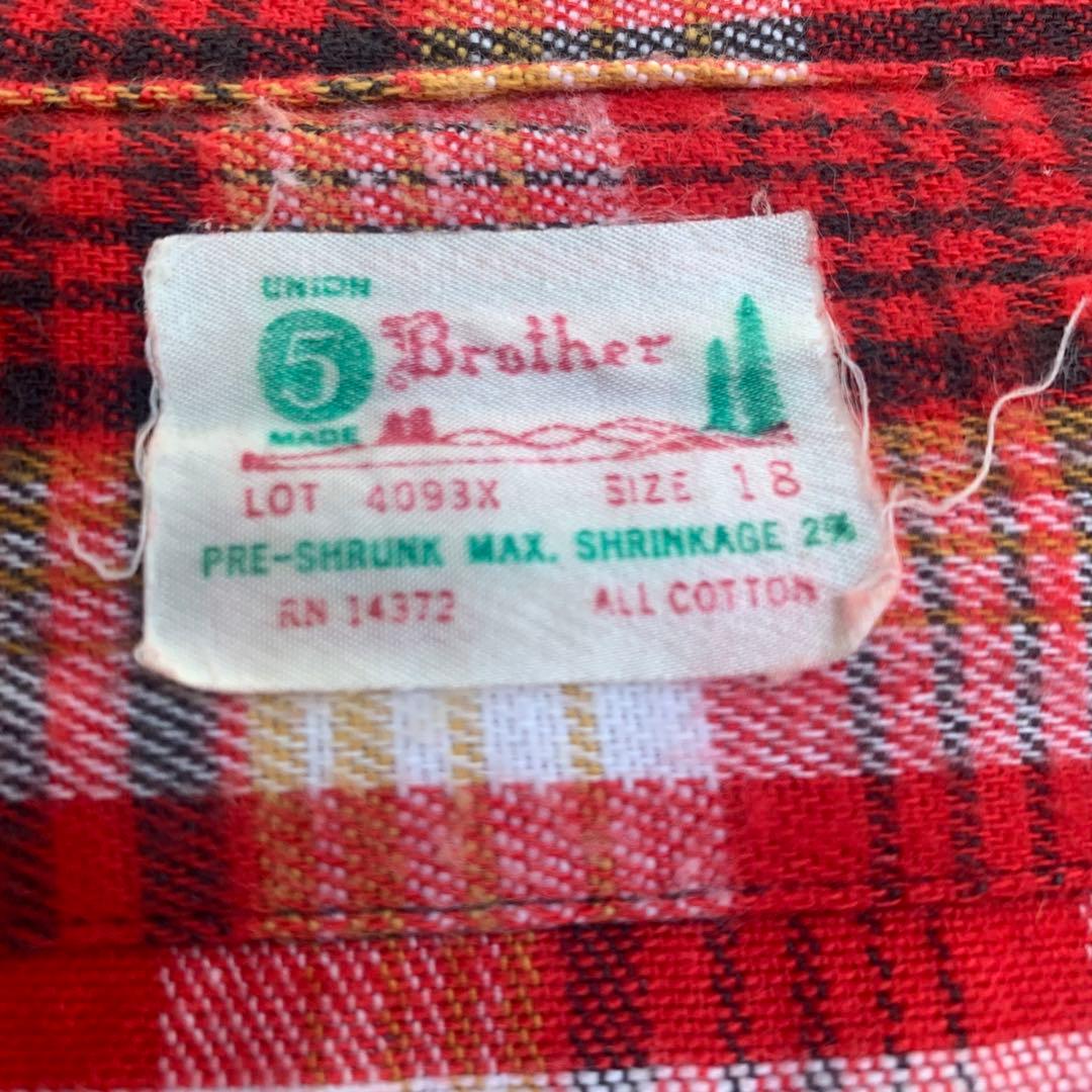 トップス 60-70s FIVE BROTHER flannel shirt
