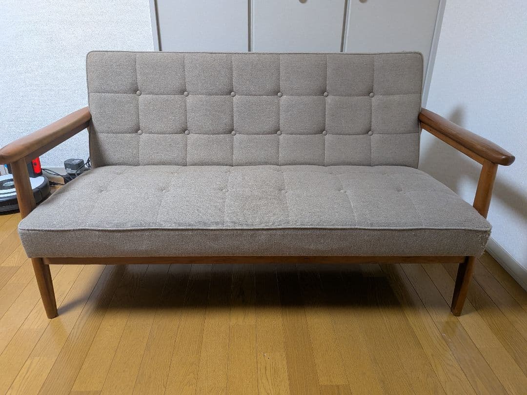 福岡　カリモク 60Kチェア 2シーターフラノベージュ