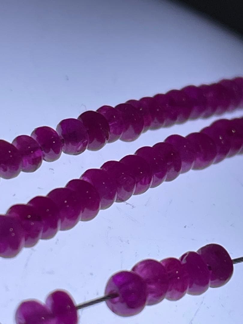 天然石 ルビー ボタンカット ビーズ 約40cm ２連セット