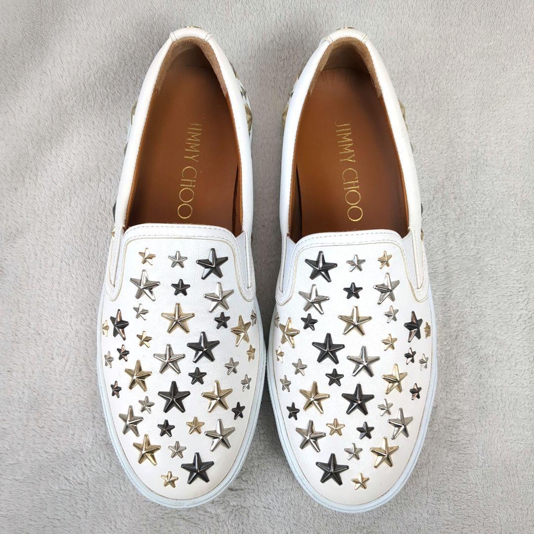 JIMMY CHOO ジミーチュウ スニーカー スタッズ レザー ホワイト 37