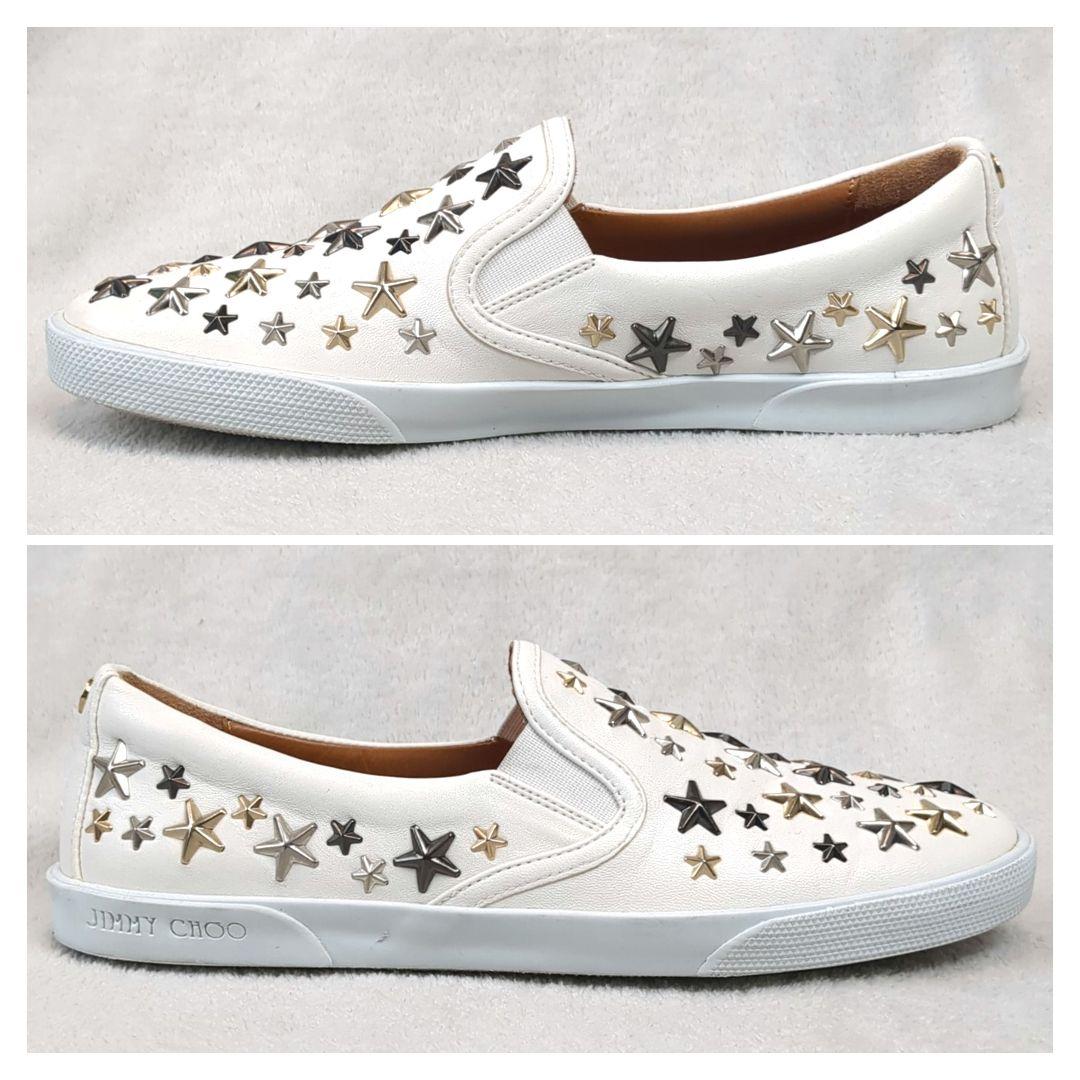 JIMMY CHOO ジミーチュウ スニーカー スタッズ レザー ホワイト 37