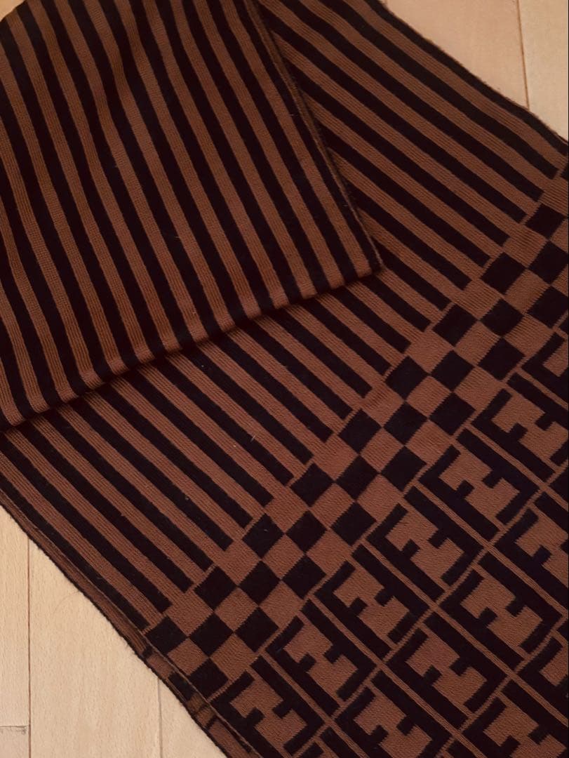 FENDI フェンディ　ストライプ チェック マフラー　ブランドタグ有り