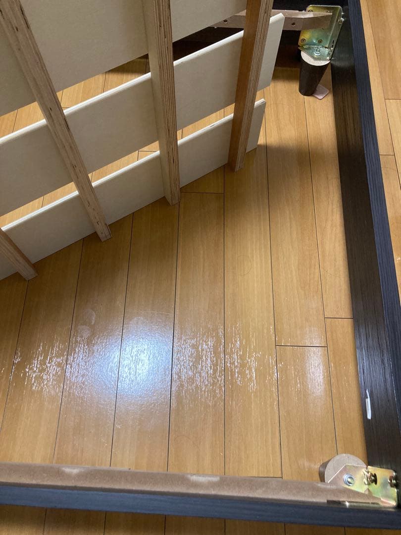 ①マナベインテリアハーツ　シングルベッドフレーム 木製スラット ダークブラウン