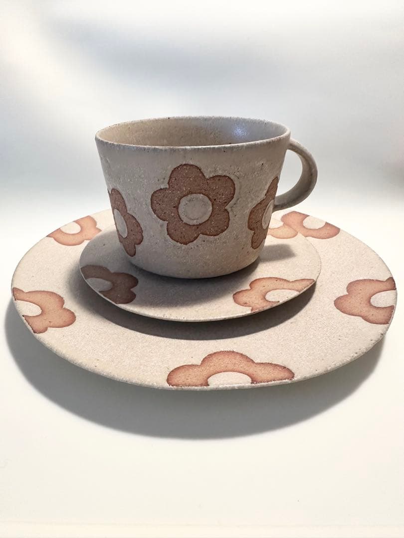 A*K様 佐野智子　花柄カップソーサーとプレートセット