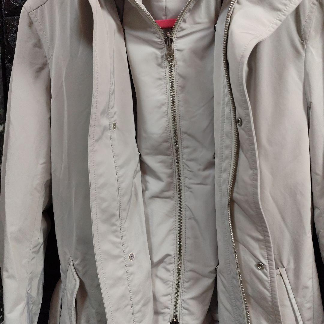 未使用品アルチザンホワイト ベルト付きトレンチコートライナ牛革襟ベスト３way