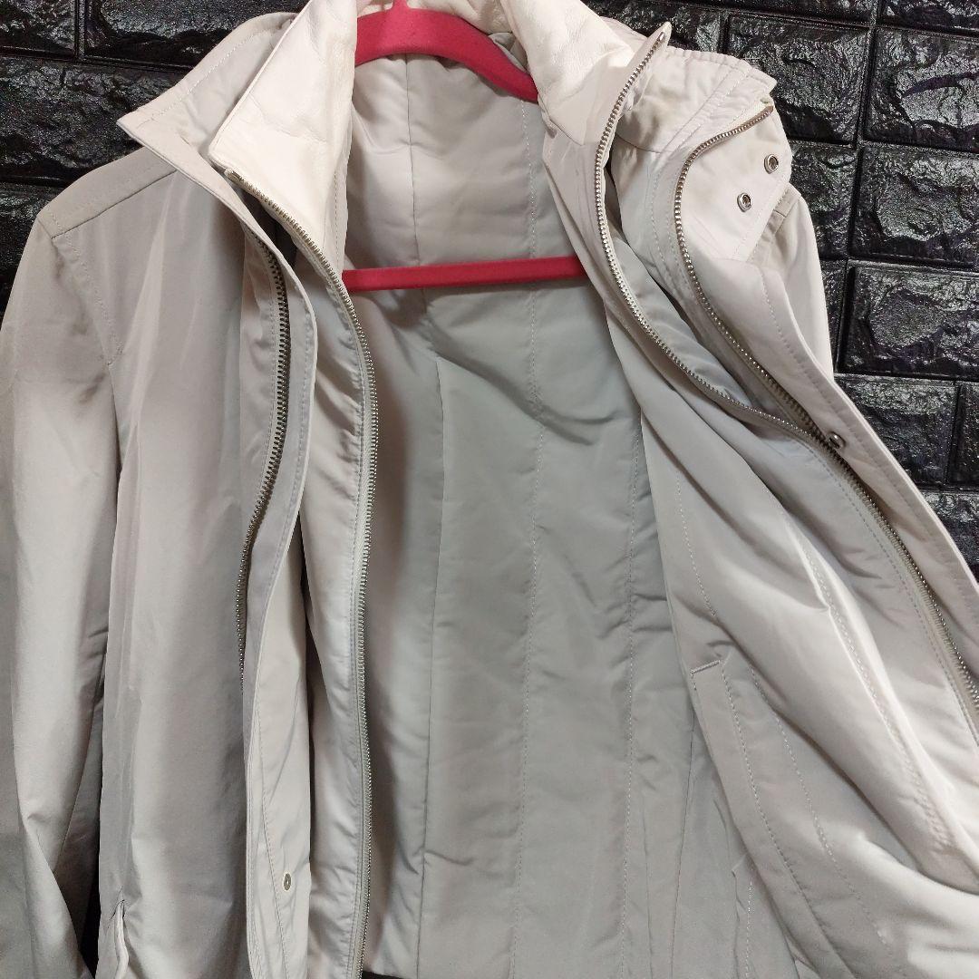 未使用品アルチザンホワイト ベルト付きトレンチコートライナ牛革襟ベスト３way