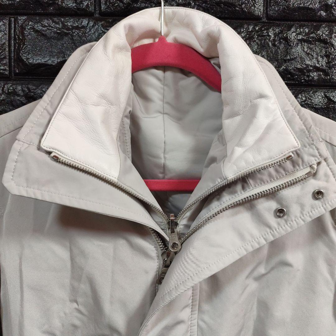 未使用品アルチザンホワイト ベルト付きトレンチコートライナ牛革襟ベスト３way