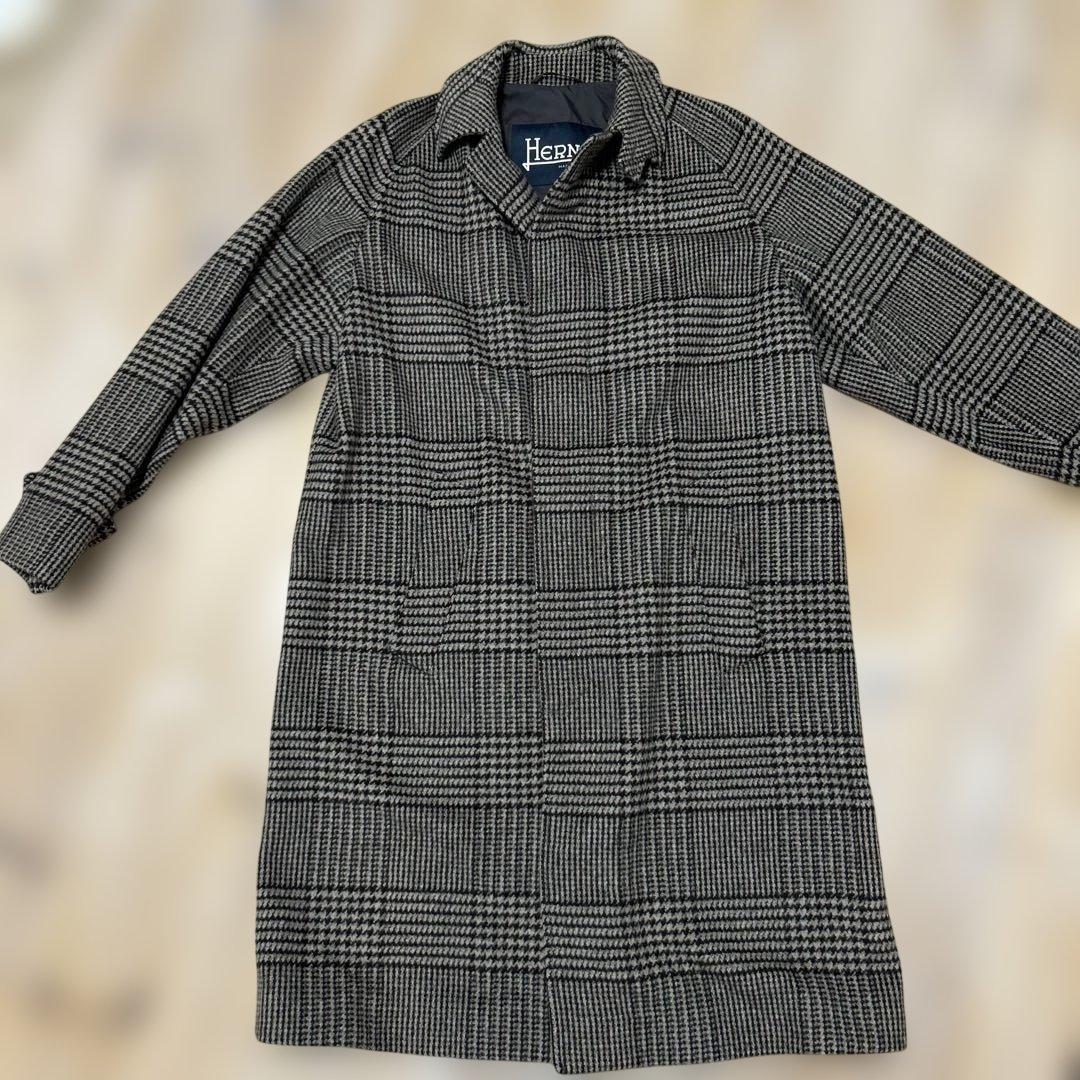 美品　【Herno】チェスターコート チェック柄　Mサイズ