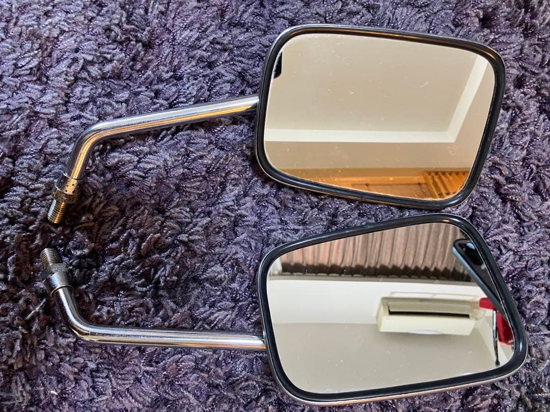 SR400 初期型 純正ミラー 左右 音叉マーク シャフト細め 小傷 サビ少々