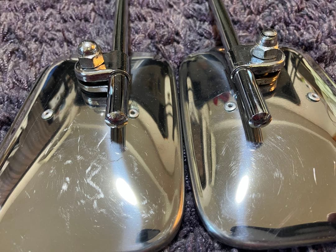 SR400 初期型 純正ミラー 左右 音叉マーク シャフト細め 小傷 サビ少々