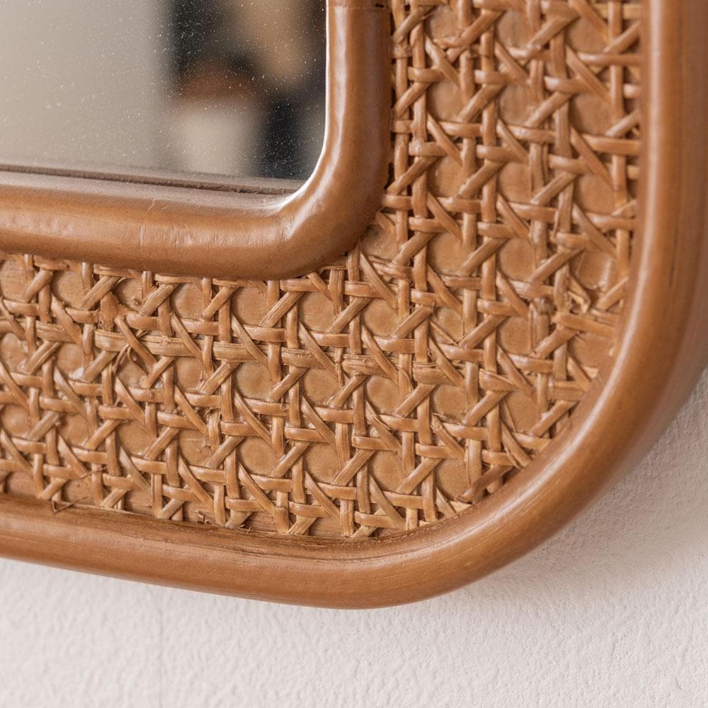 新品 送料込み 壁掛け ラタンミラー 1個 45×60cm ナチュラル ブラウン