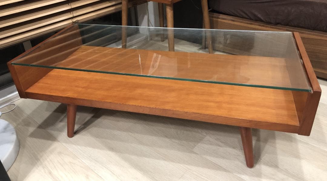 ウニコ エッコ 木製・ガラス ローテーブル 100cm