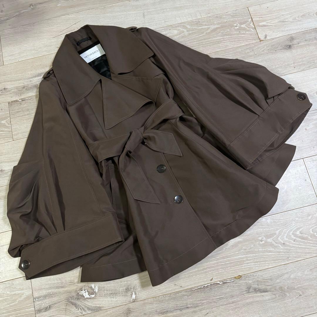 VIKTOR & ROLF ブラウン トレンチコート シルク絹 バルーン フレア