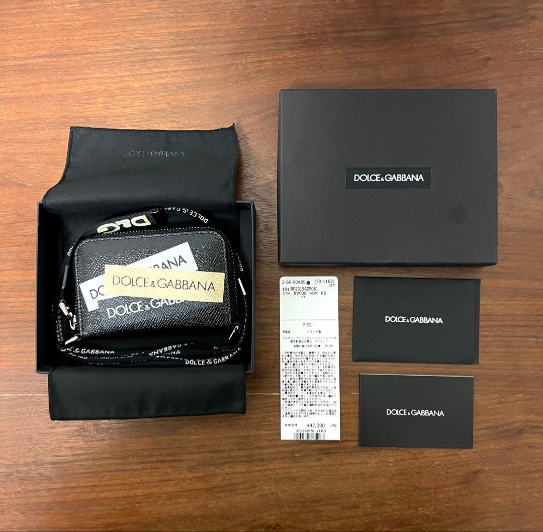 DOLCE&GABBANA ストラップ付き レザー ミニ ウォレット 財布