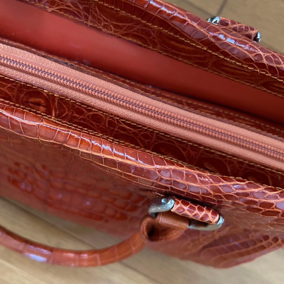【希少】クロコダイル レザー ボストンバッグ シャイニング 加工　センター取り