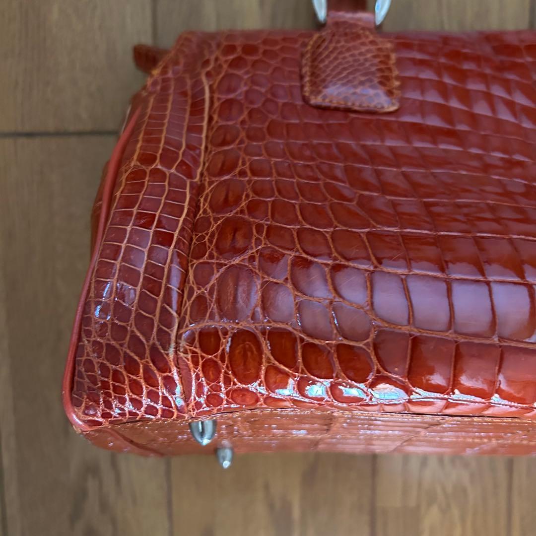 【希少】クロコダイル レザー ボストンバッグ シャイニング 加工　センター取り