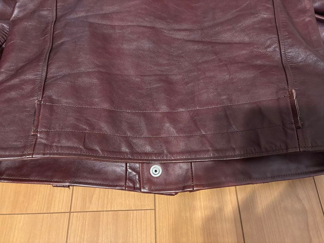 ファウンテンヘッドレザー　デルタ　Dポケダブルレザージャケット　36　茶　難あり