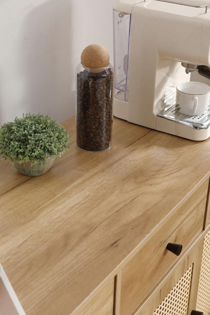 キャビネット サイドボード チェストラタン調 引き出し付き 【ナチュラル】