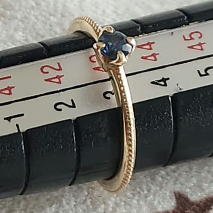 サファイア♡3号【アガット】K10 ゴールド ミル 誕生石 カラーストーンリング