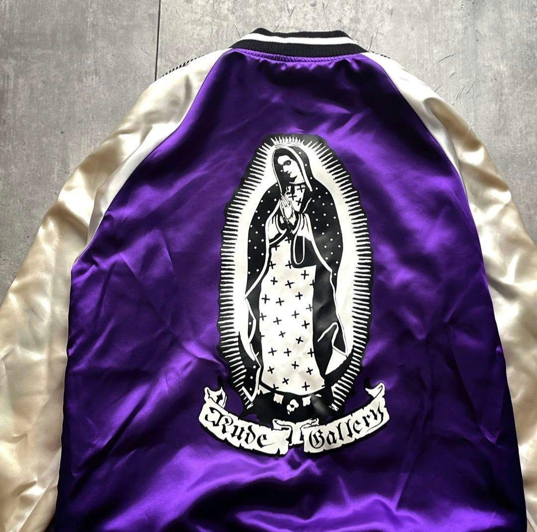 サテン　マルチカラー　女神　ルードギャラリー　リバーシブル　スカジャン　バイカー