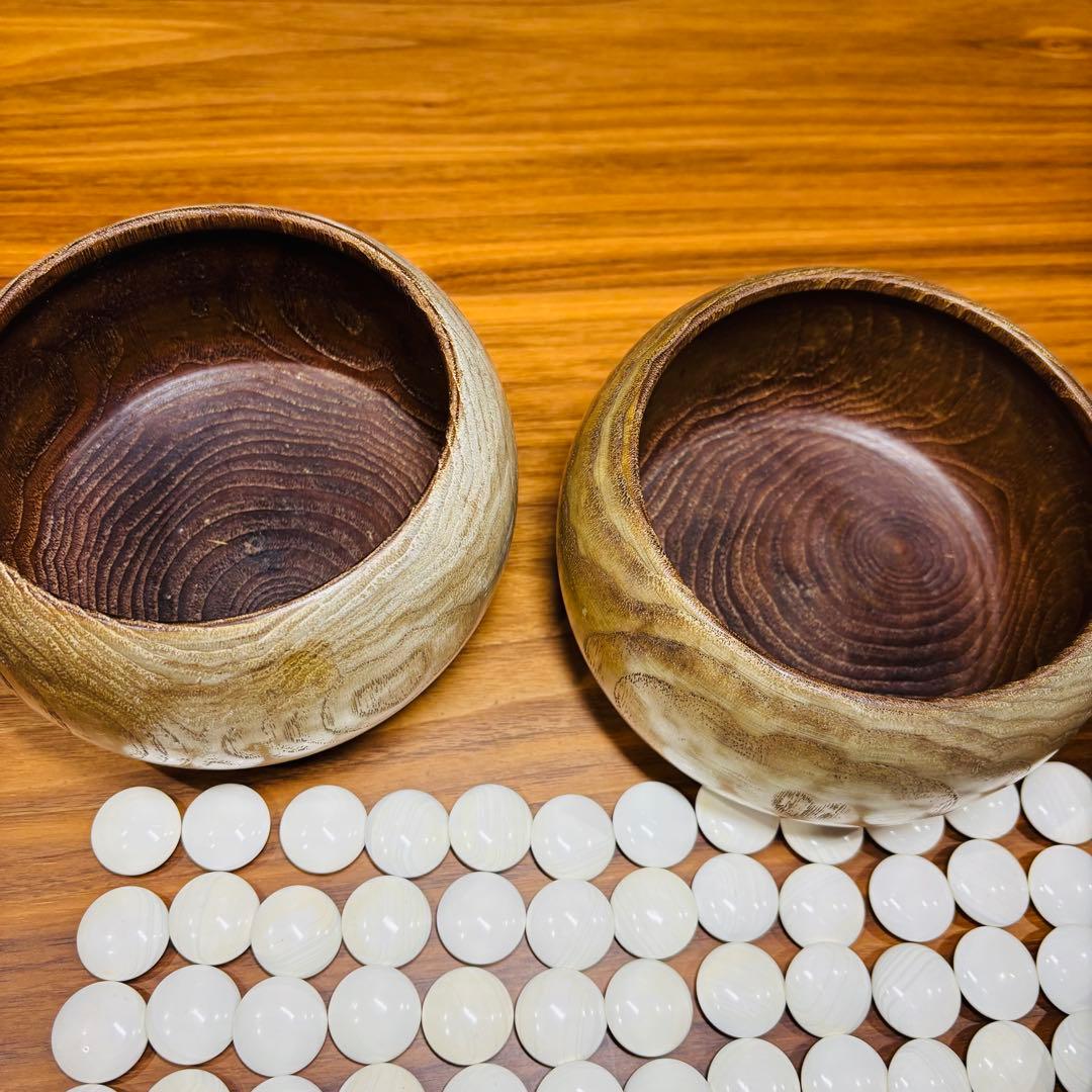 囲碁　碁石　雪印　蛤碁石　那智黒　ケース付き　洗浄済み　ハマグリ180