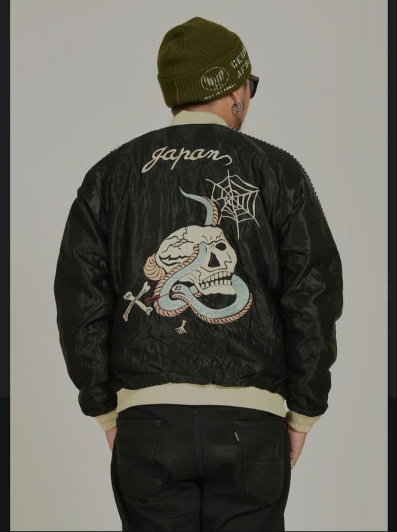 東洋 スカジャン スーベニア スカルスネーク 中綿キルティングモデル XL
