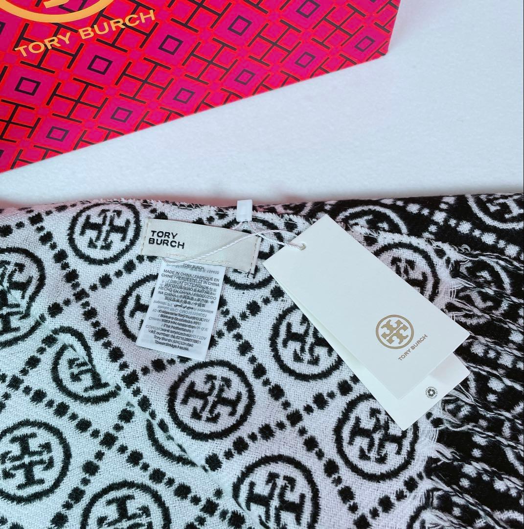 ラスト【大人気✨️】トリーバーチ マフラー ロゴ モノグラム ストール マフラー