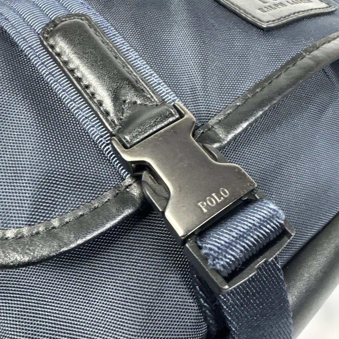 【美品✨】ポロ ラルフローレン メッセンジャーバッグ ショルダー レザー 紺系