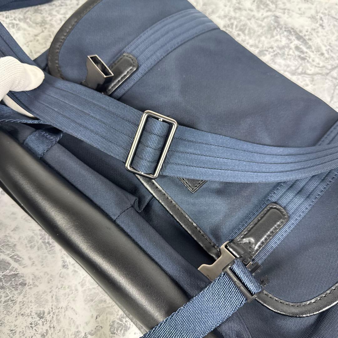 【美品✨】ポロ ラルフローレン メッセンジャーバッグ ショルダー レザー 紺系