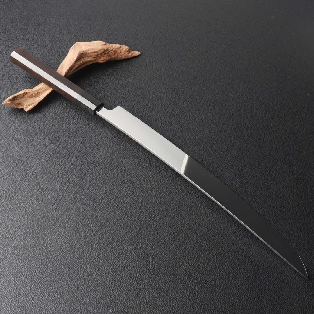 11188鬼反り先丸包丁尺二鏡面仕上げ刺身包丁 刃は究極の切れ味黒檀黒水牛八角柄