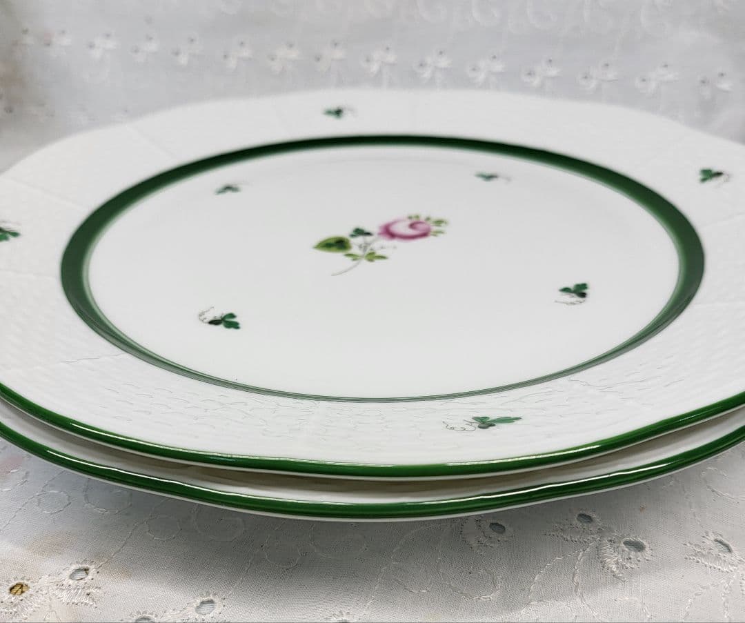 未使用近✨ヘレンド ウィーンのバラ プレート 26cm大皿 ピンク ローズ2枚②