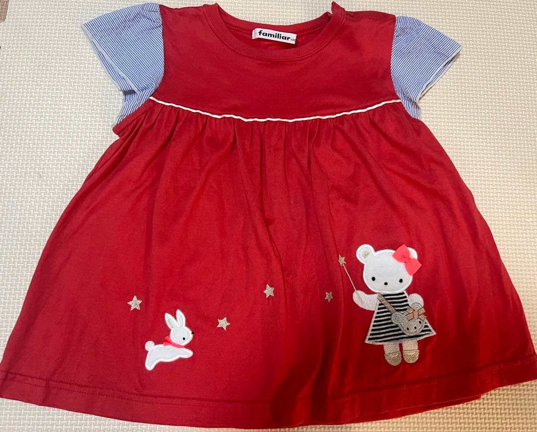 familiar 赤いチュニック 100cm 現行