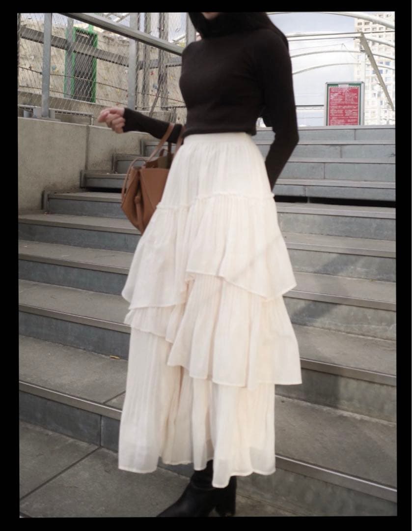 コットンシフォンティアードスカート snidel 未使用 タグ付き 0サイズ