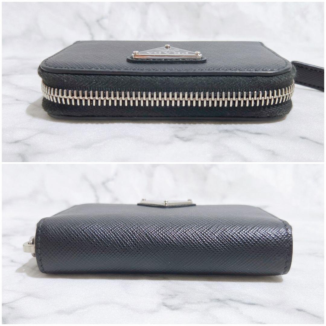 現行❀極美品 RFID搭載 プラダ サフィアーノトライアングル ケース 黒