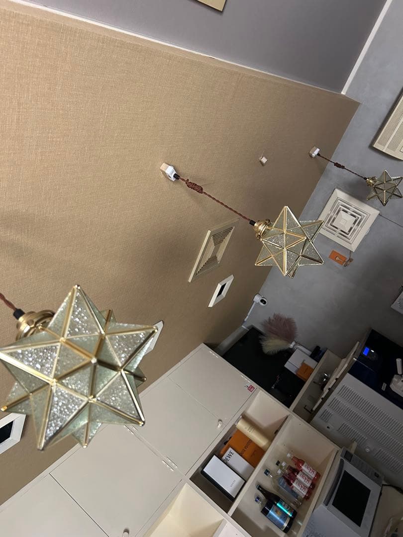 星型ペンダントライト くもりガラスゴールド 5個