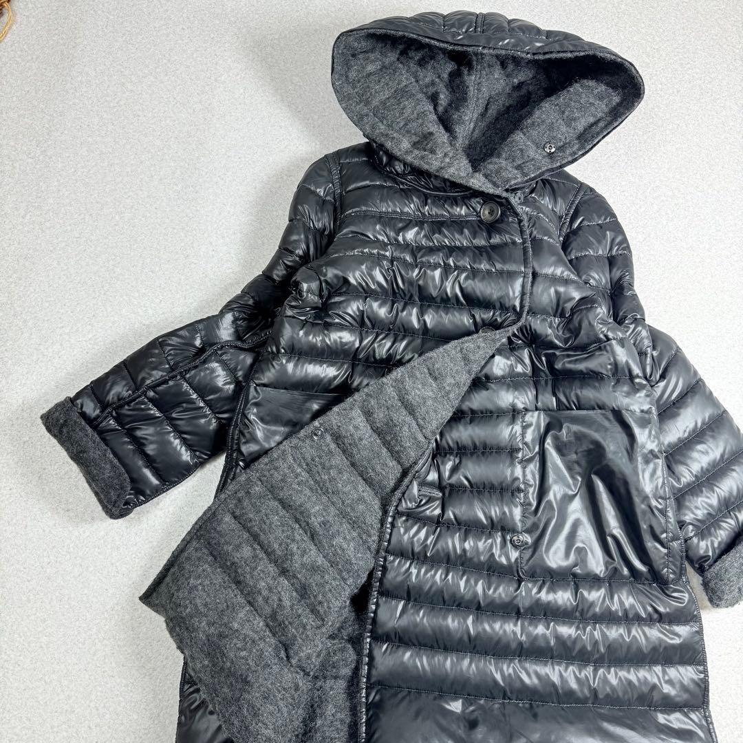 極軽⭐︎高級⭐︎リバーシブル⭐︎ブラック　ダウンコート　ウール　モヘヤ　LL