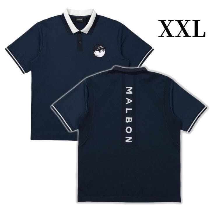 マルボンゴルフ ポロシャツ malbon golf メンズ シャツ 紺色XXL