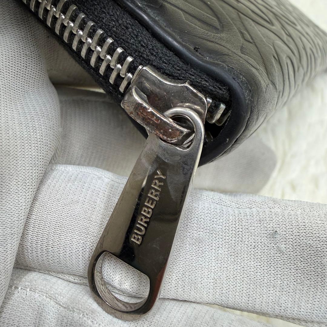 ✨人気✨バーバリー　長財布　TB　モノグラム　ラウンドファスナー　黒