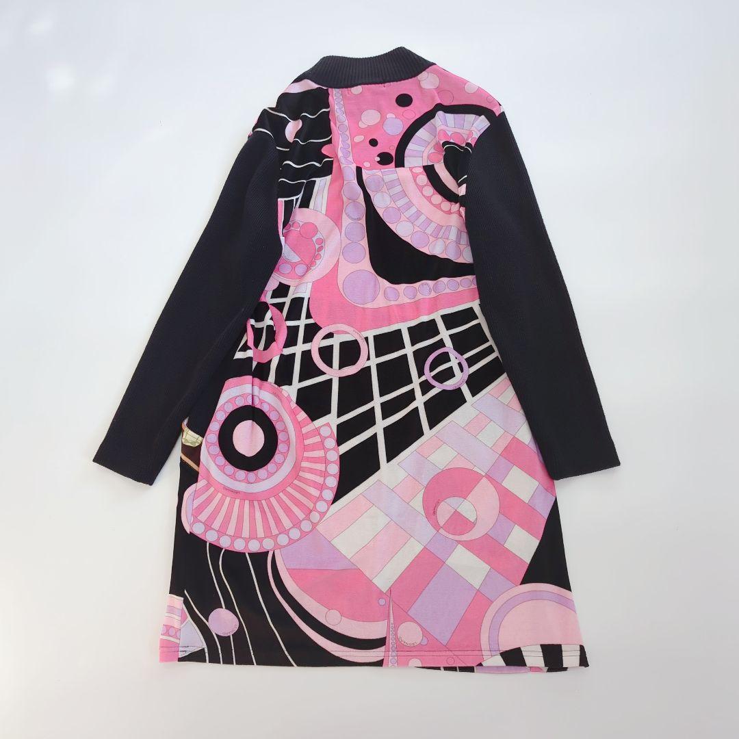 【美品】 レオナール ニット切替ベロアワンピース フラワーバスケット 42 XL