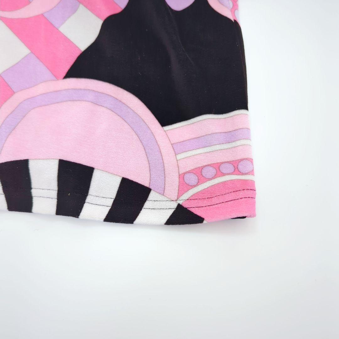 【美品】 レオナール ニット切替ベロアワンピース フラワーバスケット 42 XL